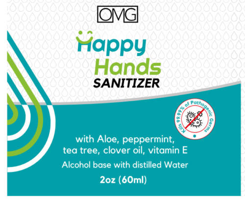 OMG Happy Hands Sanitizer Label