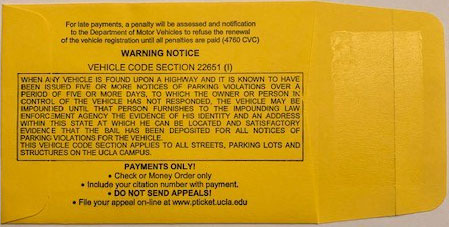 Parking Citation Envelope Back