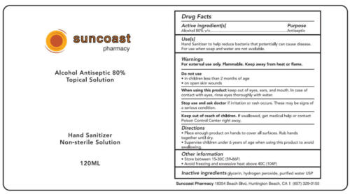 Suncoast Hand Sanitizer Label